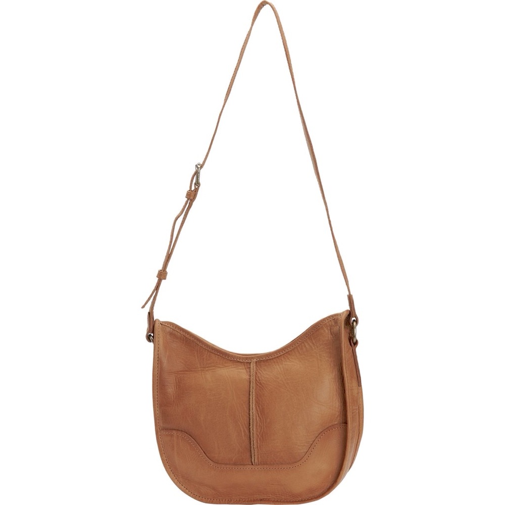 Frye Cara Leather Saddle Bag Shoulder Purse Beige
